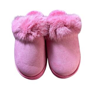 Rouge Womens Furry Pink Slippers